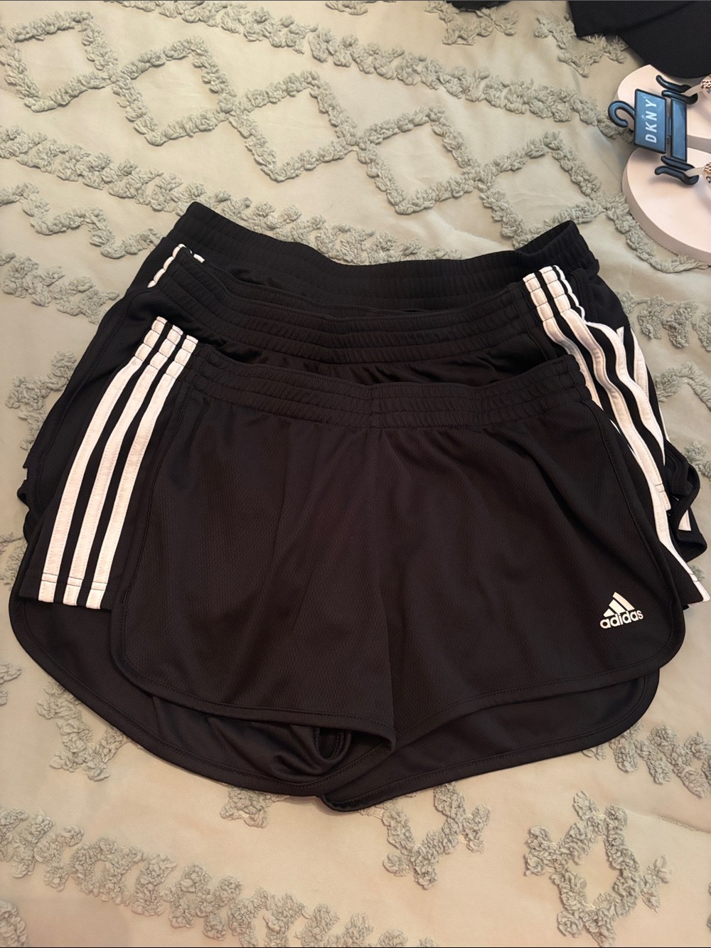 3 pairs of adidas Black Athletic Shorts with White 3-Stripes